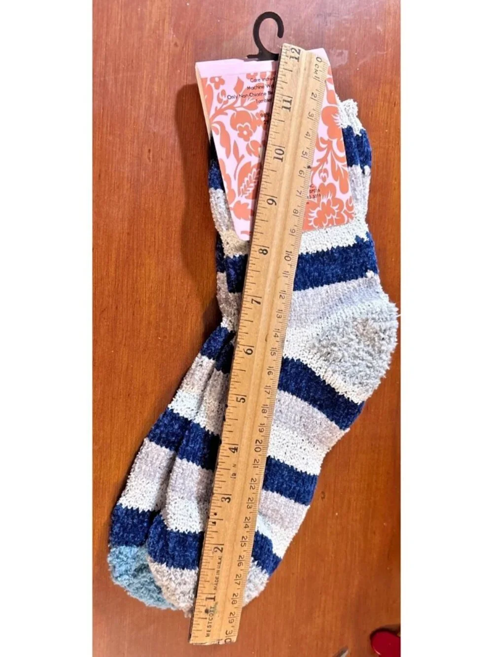 Womens Carnival Super Soft Slipper Socks 1 Sz Stripe Design Cozy Blue Gray (1a)